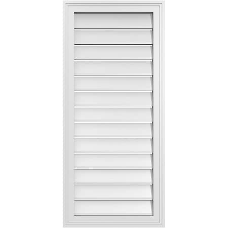 Ekena Millwork Vertical Surface Mount PVC Gable Vent: Functional, w/ 2"W x 1-1/2"P Brickmould Frame, 18"W x 40"H GVPVE18X4002SF